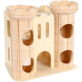 Играчка за гризачи Flamingo PLAY CASTLE ROBIN 16 x 11 x 15 см- Дървен замък за гризачи